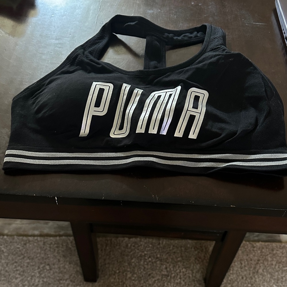 Size XL-worn once Puma Black and White Logo Sports Bra